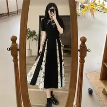 大きいサイズ 新中式デザインの改良版チャイナドレス【夏用・体型カバー・気質あり】（セットアップ対応）