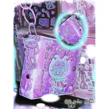 オリジナルデザインの小型スケルトンカードホルダー【Y2Kスタイル・ブックマーク付き・四つ折】（セットアップ対応）