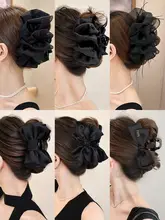 高級感のあるリボンヘアクリップ【大きめシャーククリップ・後頭部用】