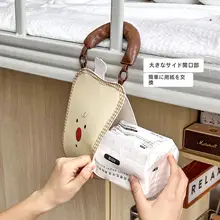かわいい牛角パンデザインの掛け式ティッシュケース【学生寮用・レザー製・デコレーション用】