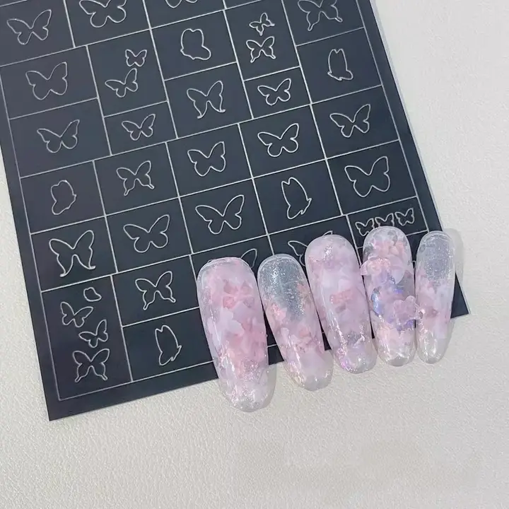 ネイルアート用型抜きシート【フレンチスタイル・チェック・ハート・星モチーフ・水彩風】