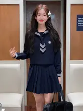 オリジナル JK風長袖学院風制服【無地セーラーシャツ・プリーツスカート・フルセット対応】