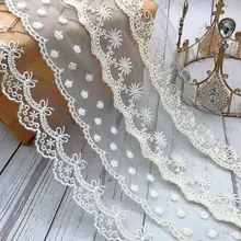 白色ネットレース刺繍コットンフリル生地【ロリータ手作り用・DIY】