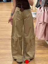 高身長対応 ブラックハイウエストカーゴパンツ【ゆったりシルエット・レトロデザイン】