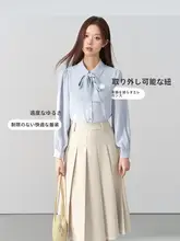 伯德 Miss コットン長袖シャツ【ブルー・女性用・就職試験用・通勤スタイル】