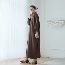 高級感あるシンプルデザインのルーズフィットロングワンピース【文芸復古スタイル・大きいサイズ】