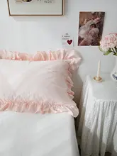 ハンドメイドの大葉フリル枕カバー【コットン100%・極上の柔らかさ】
