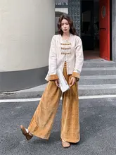 新中式デザインの外套とワイドパンツ【春秋用・女性・おしゃれなコーディネート】（セットアップ対応）