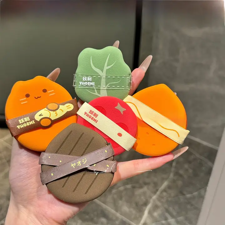 猫デザインのメイクパフ【粉が付きにくい・化粧用】（セットアップ対応）