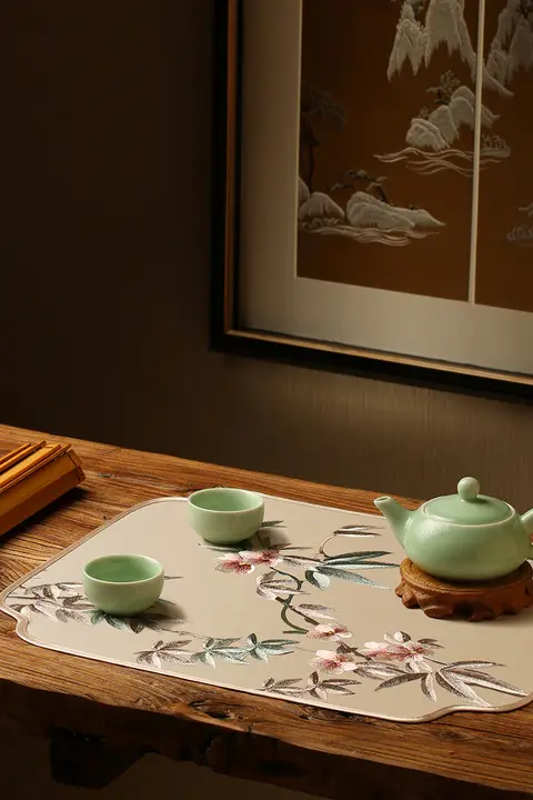 刺繍装飾の新中式テーブルマット【西洋風・多用途・テーブル装飾】