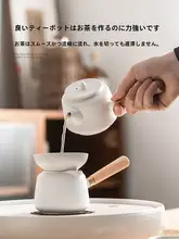 サイドハンドル功夫茶具セット【陶製小型茶壺・円形茶盤・シンプルデザイン】