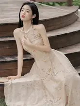 新中式改良チーパオ外搭カーディガン夏用女性用肩出しデザインドレス（セットアップ対応）