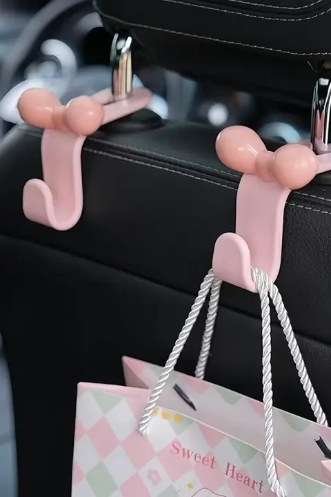可愛いリボンデザインの車用椅子背掛けフック【車内収納用】