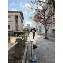 デニムワイドパンツ【手作りスプレーアート・ウォッシュ加工・レディース】