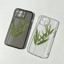 シンプルな竹の葉デザインのスマートフォンケース【iPhone・Android対応】