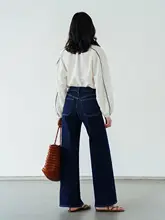 DD 超すっきり見え！ストレートレッグ フランス式ポケット 微フレア デニム  パンツ【女性用・ストレッチ・ワイドレッグ】