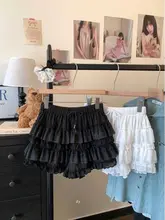 レーストリムのパンツ【ハイウエスト・スカートパンツ・Aライン短パン】（セットアップ対応）