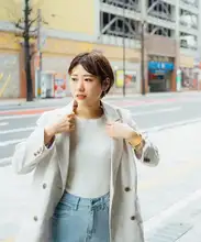BMS リネン製 レトロ風 ダブルブレストジャケット【春夏用・フィット・女性用】