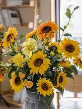 ひまわり フェイクフラワー リビング ダイニング 装飾 ブーケ 人工 flor エコー
