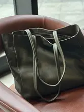 本革製 大容量トートバッグ【グリーン・カジュアル・シンプルデザイン】