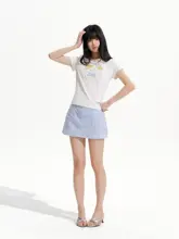 半袖Tシャツ ユニセックス クルーネック 絵本風 子犬プリント オーバーサイズ ルーズ ペア 夏 韓流 トップス「PSO Brand」