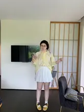 白色花苞デザインの半身スカート【ポンポンスタイル・大きいサイズ・フレア】（セットアップ対応）