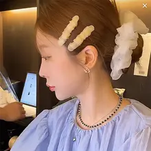 シンプルなドレスアップに最適！オーガンジー素材のヘアクリップ【ひざしクリップ・折りたたみデザイン】
