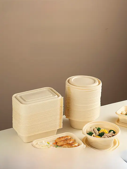 食品グレードのコーンスターチ製使い捨て弁当箱【電子レンジ対応】