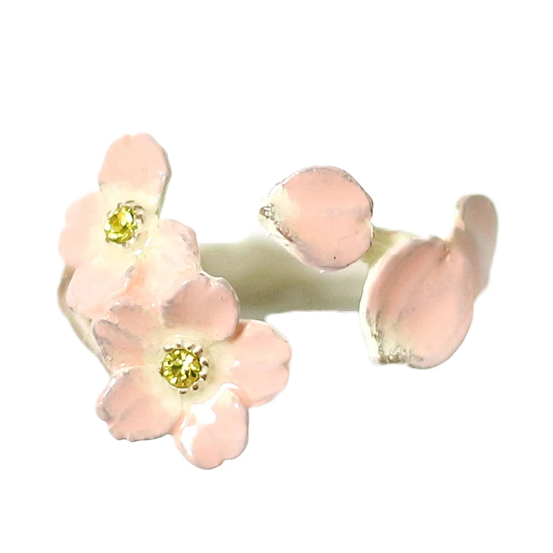 立体動物デザインの可調整リング【桜とタンポポ・パロットモチーフ】：ハンドメイドアクセサリー通販で選ぶべきオリジナルデザインリング