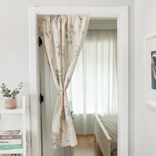 北欧風 花柄デザインのカーテン【麻混素材・現代的なミニマリストスタイル・トイレ用仕切り】