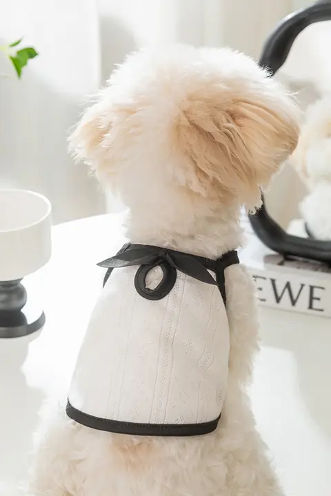 犬用 蝶結び付き シンプルな通気性サスペンダー服【夏用・薄手・抜毛防止】