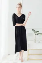 モダール素材のロングスリーブパジャマ【秋用・リラクシング・セクシー・ゆったり・マタニティ対応】