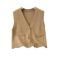 黒のVネックツイストニットベスト【秋用・大きいサイズ・重ね着対応】