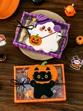 ハロウィン飾り用 カートゥーン吊り下げカード【ゴーストとジャック・オ・ランタン・クッキー用ボックス・キャンディボックス・カード・ベーキング用小物】