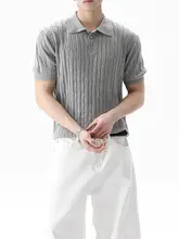 麻のツイストデザインポロカラー半袖Tシャツ【シンプルで快適・通勤用・夏用】