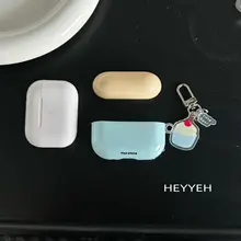 保護ケース イヤホンケース AirPods Pro 2 AirPods 3 AirPods 4 対応 耐衝撃 イエロー ブルー バイカラー ストラップ付き 「HEYYEH」