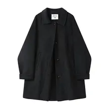 クラシックデザインの中長丈ウールコート【秋冬用・通勤対応・女性用】