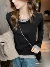 秋冬用 ブラック 長袖トップス【ラウンドネック・モダール素材・スリムフィット・インナー対応】