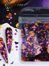 ハロウィン用かぼちゃ柄のネイル用ラメ【スカル・バット・キャットデザイン・秋冬用】