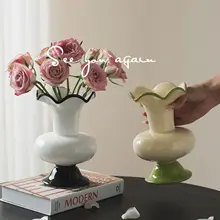フレンチスタイルのファントン陶器花瓶【高級感・レトロデザイン・インテリア装飾用】