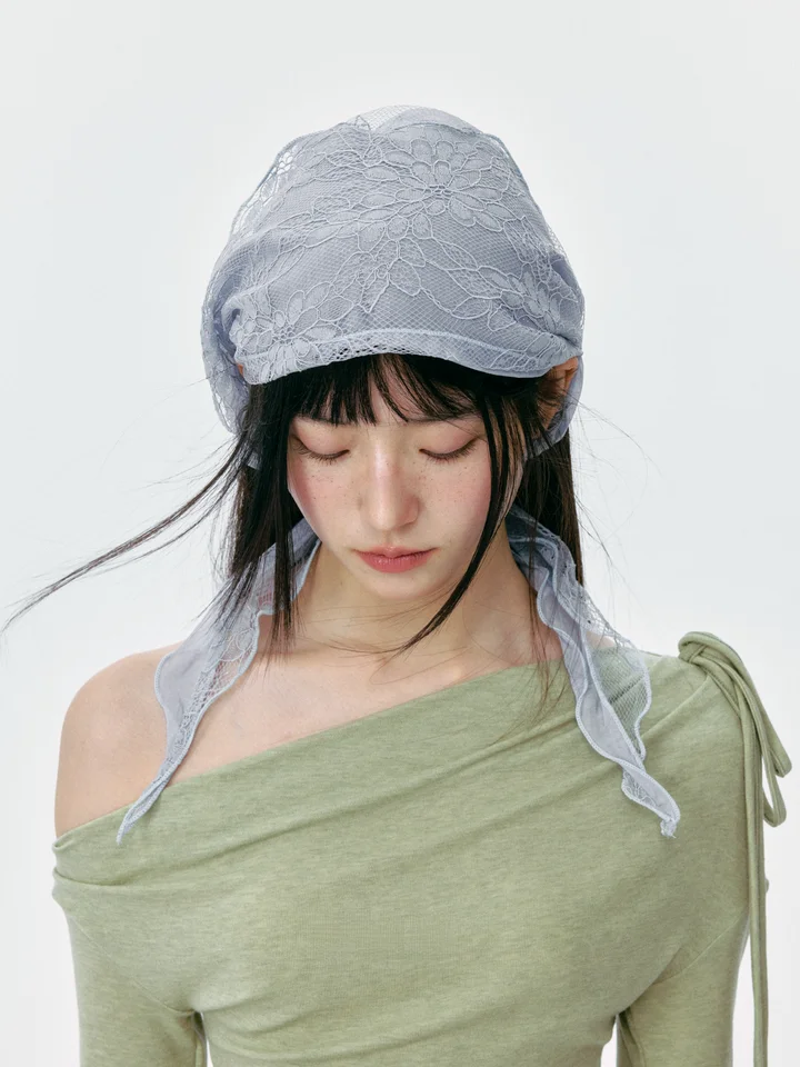 夏用 清涼感のある浅い青色 ラッシー頭巾【薄手・多機能・トライアングルデザイン】