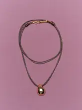 水滴デザインの二重ワックスロープネックレス【女性用・ロングタイプ・シンプルな高級感】