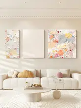 シンプルでモダンな抽象テクスチャーの壁画【リビング用・三連・高級感】