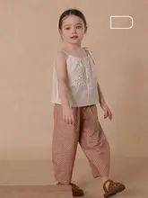 女児用レース透かしデザイン キャミソールパンツ【おしゃれなドールシャツ・カジュアルパンツ】（セットアップ対応）