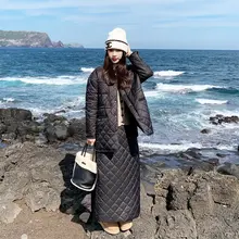 ダイヤモンドキルトデザインの軽やかな羽毛コットンジャケットとスカート【秋冬用・大人向け・上品】（セットアップ対応）