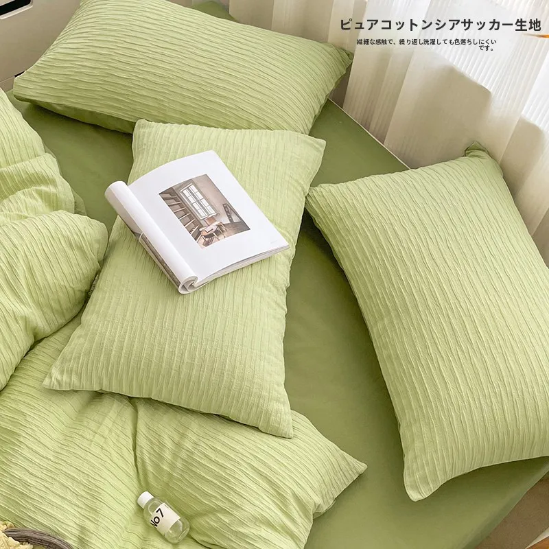 純綿泡泡シャー枕カバー：棉100％で快適な睡眠環境を実現