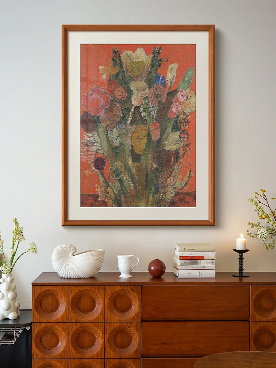 フランス風ヴィンテージアート 壁掛け花卉装飾画：法式レトロデザインで空間を彩る