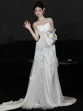 ハイエンドで超妖精のようなスタイルの花嫁のためのチューブトップライトウェディングドレス