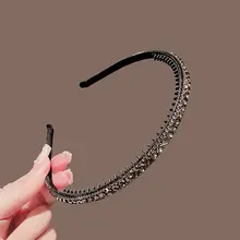 水晶装飾のシンプルなヘアバンド【前髪用・スタイリングアクセサリー】