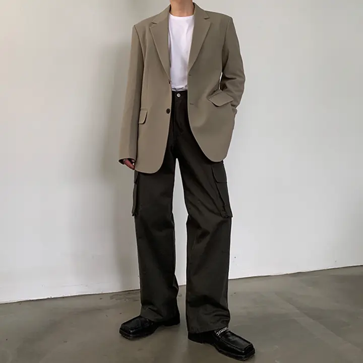 ルーズフィットジャケット【春秋向け・ビンテージ風・一つボタン】